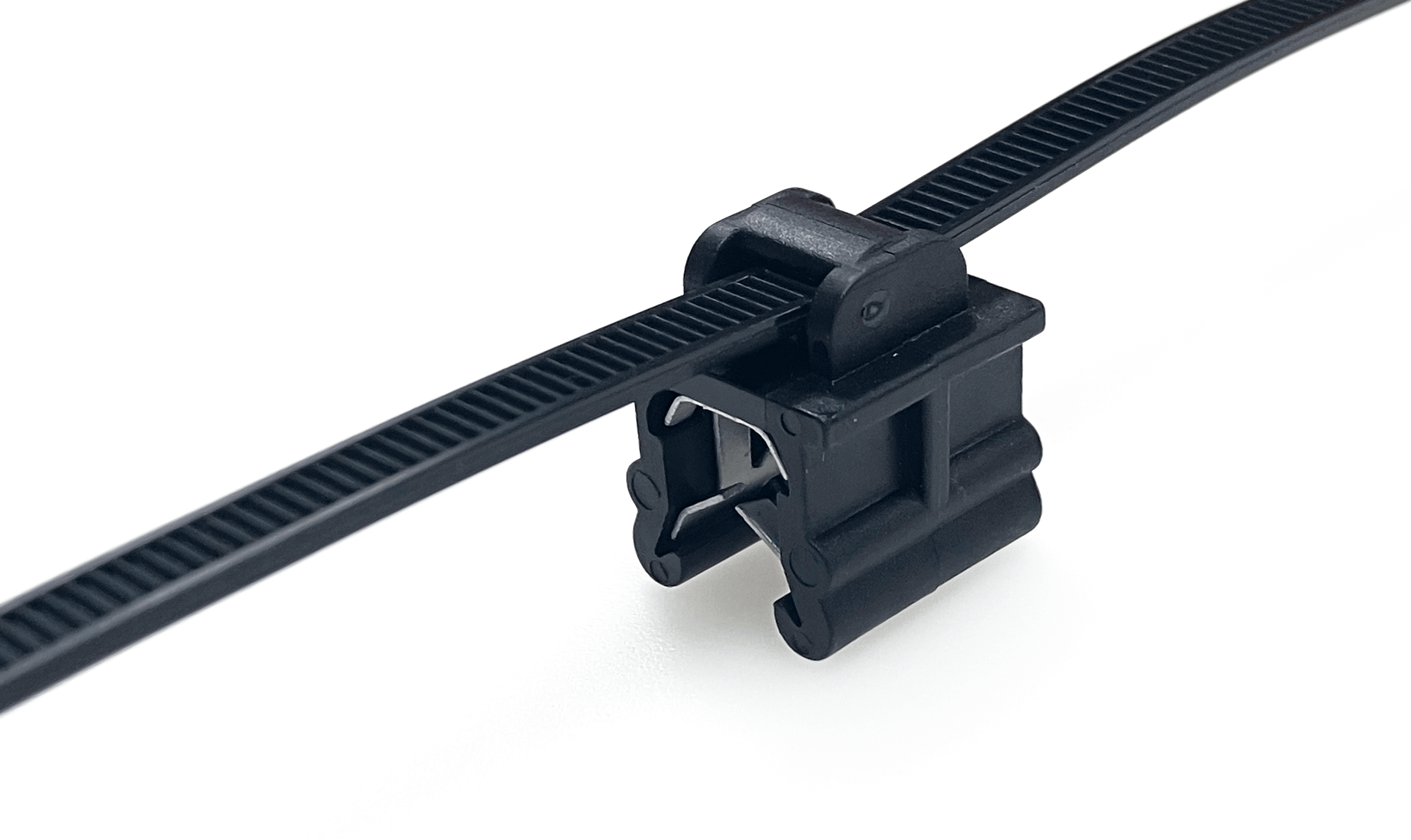 2-Piece Edge Clip Cable Ties, Outside Serrated, 3-6 mm Panel